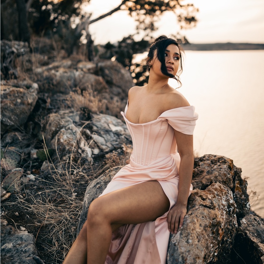 Pastel corset maxi dress